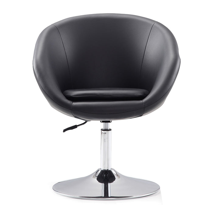 Chaise d’appoint Hopper de Manhattan Comfort à hauteur réglable en chrome poli et en similicuir - noire