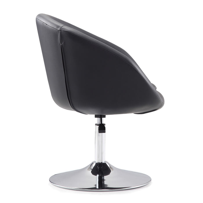 Chaise d’appoint Hopper de Manhattan Comfort à hauteur réglable en chrome poli et en similicuir - noire