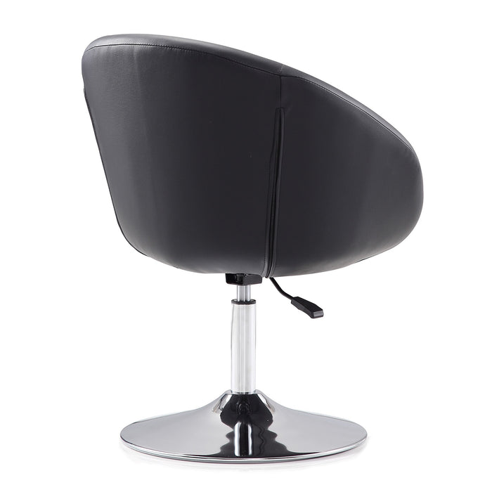 Chaise d’appoint Hopper de Manhattan Comfort à hauteur réglable en chrome poli et en similicuir - noire