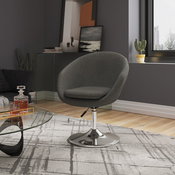 Chaise d’appoint sergée Hopper de Manhattan Comfort à hauteur réglable en chrome poli - grise