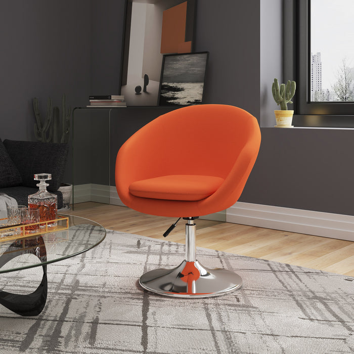 Chaise Hopper de Manhattan Comfort à hauteur réglable en chrome poli et en mélange de laine - orange