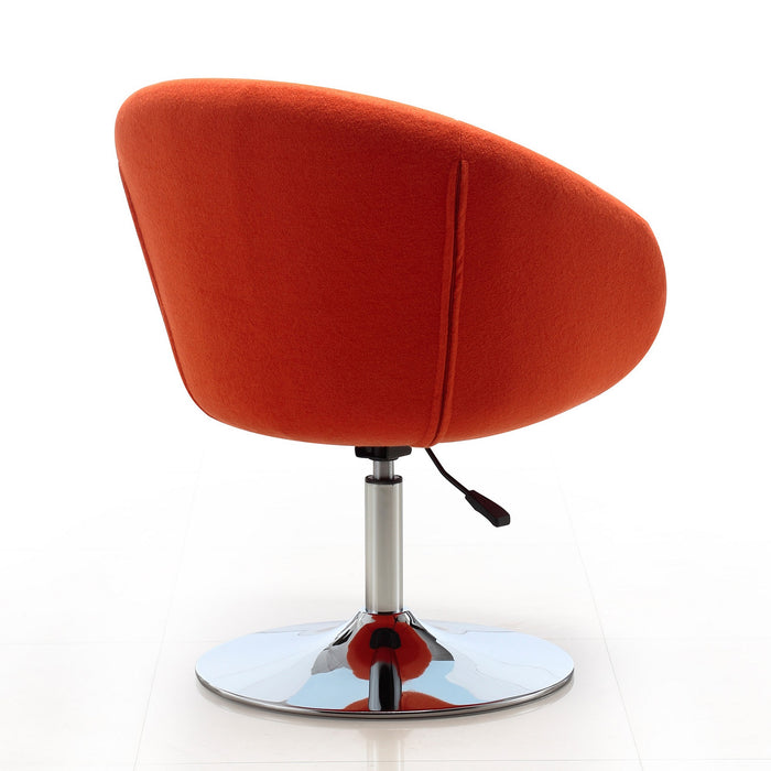 Chaise Hopper de Manhattan Comfort à hauteur réglable en chrome poli et en mélange de laine - orange