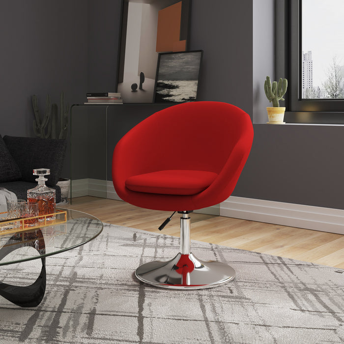 Chaise Hopper de Manhattan Comfort à hauteur réglable en chrome poli et en mélange de laine - rouge