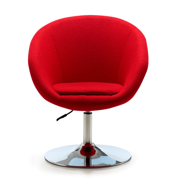 Chaise Hopper de Manhattan Comfort à hauteur réglable en chrome poli et en mélange de laine - rouge