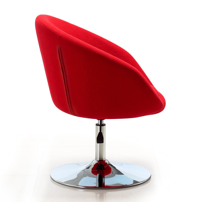 Chaise Hopper de Manhattan Comfort à hauteur réglable en chrome poli et en mélange de laine - rouge