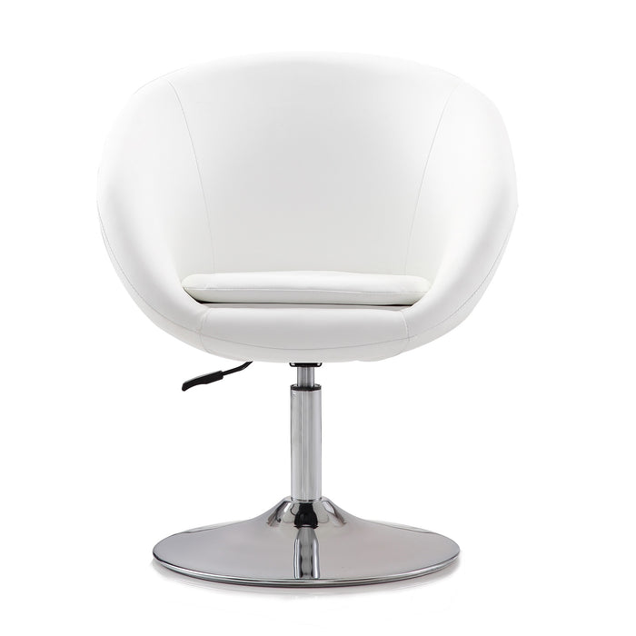 Chaise d’appoint Hopper de Manhattan Comfort à hauteur réglable en chrome poli et en similicuir - blanche
