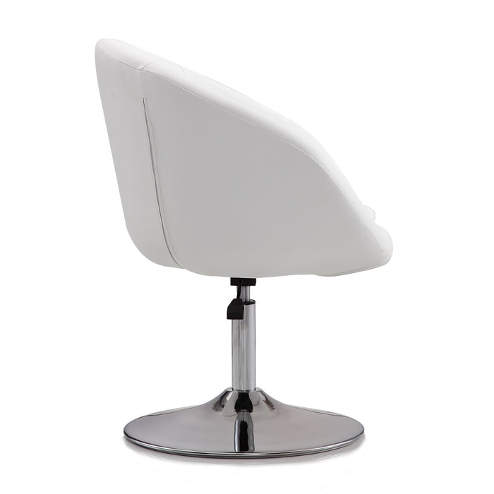 Chaise d’appoint Hopper de Manhattan Comfort à hauteur réglable en chrome poli et en similicuir - blanche