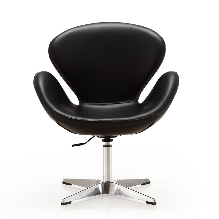 Chaise d’appoint pivotante réglable Raspberry de Manhattan Comfort en chrome poli et en similicuir - noire
