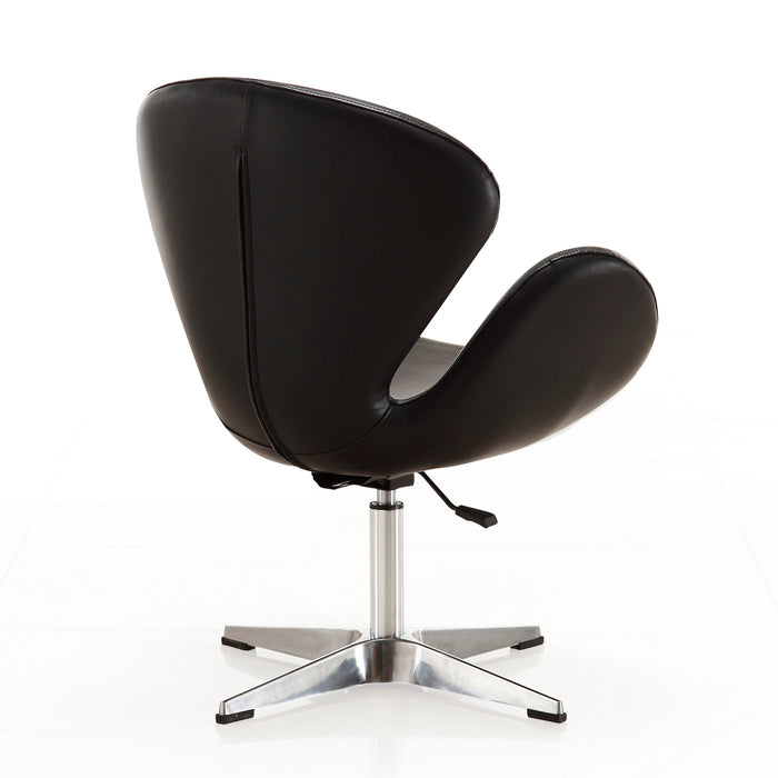 Chaise d’appoint pivotante réglable Raspberry de Manhattan Comfort en chrome poli et en similicuir - noire