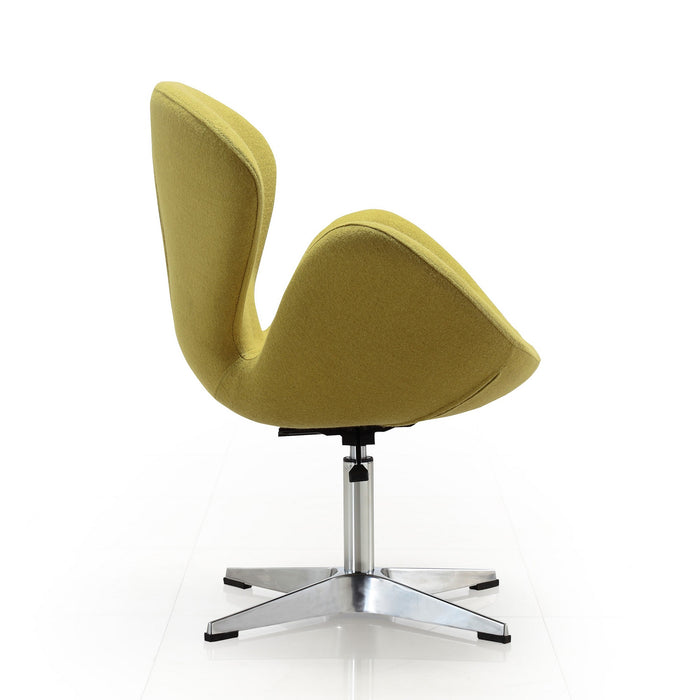 Chaise pivotante réglable Raspberry de Manhattan Comfort en chrome poli et en mélange de laine - vert