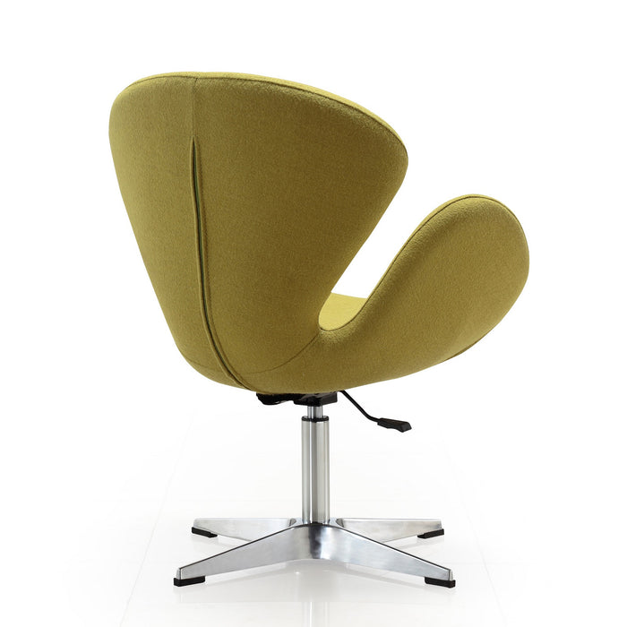 Chaise pivotante réglable Raspberry de Manhattan Comfort en chrome poli et en mélange de laine - vert