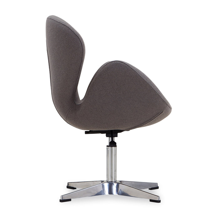 Chaise d’appoint pivotante réglable Raspberry de Manhattan Comfort en chrome poli et en mélange de laine - grise