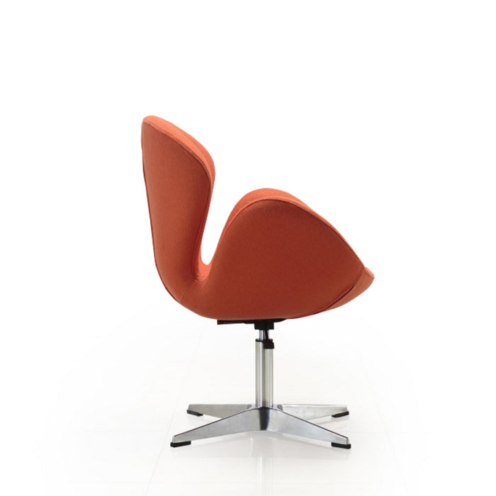 Chaise pivotante réglable Raspberry de Manhattan Comfort en chrome poli et en mélange de laine - orange