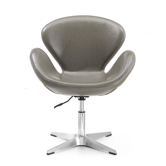 Chaise pivotante réglable Raspberry de Manhattan Comfort en chrome poli et en similicuir - galet