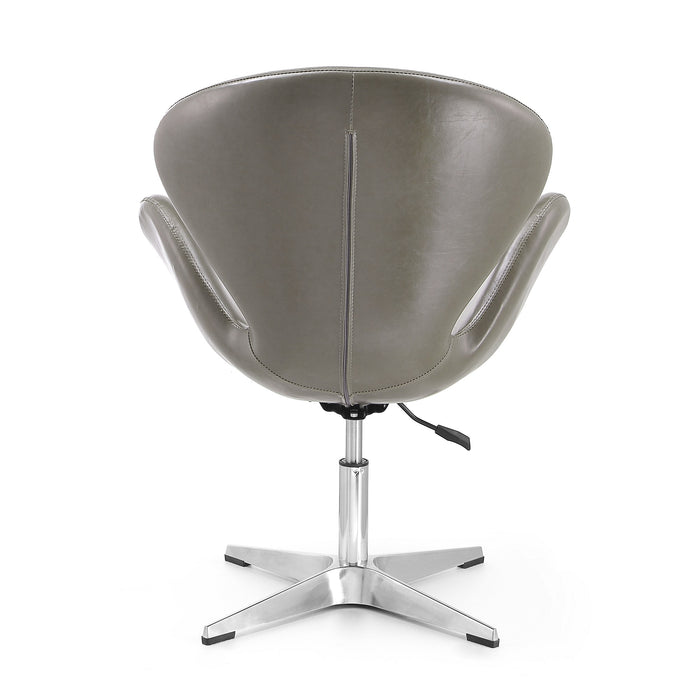 Chaise pivotante réglable Raspberry de Manhattan Comfort en chrome poli et en similicuir - galet