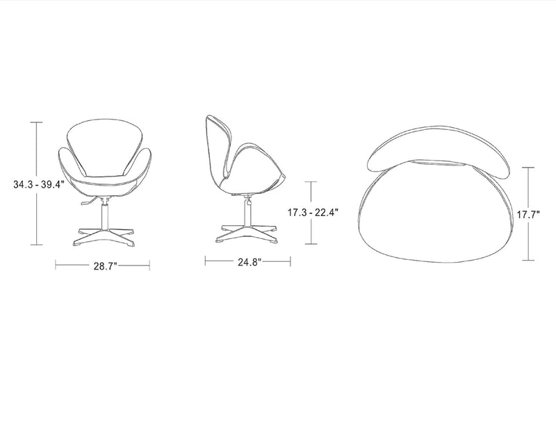 Chaise pivotante réglable Raspberry de Manhattan Comfort en chrome poli et en mélange de laine - rouge 