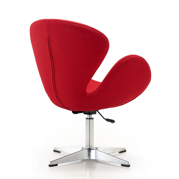 Chaise pivotante réglable Raspberry de Manhattan Comfort en chrome poli et en mélange de laine - rouge 