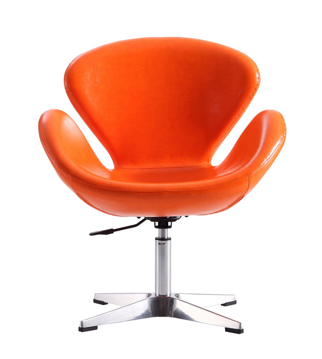 Chaise pivotante réglable Raspberry de Manhattan Comfort en chrome poli et en similicuir - tangerine