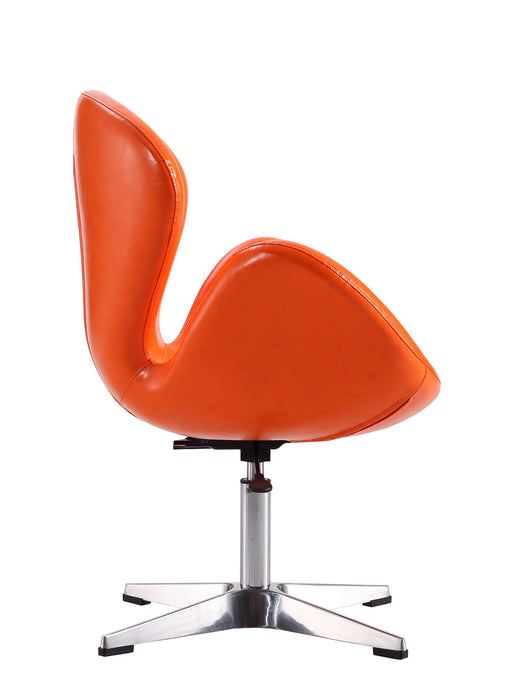 Chaise pivotante réglable Raspberry de Manhattan Comfort en chrome poli et en similicuir - tangerine