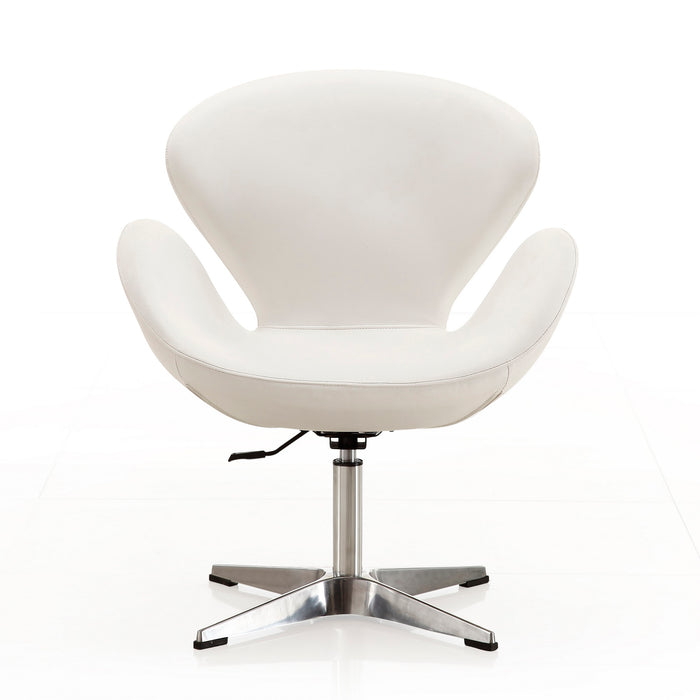Chaise pivotante réglable Raspberry de Manhattan Comfort en chrome poli et en similicuir - blanche