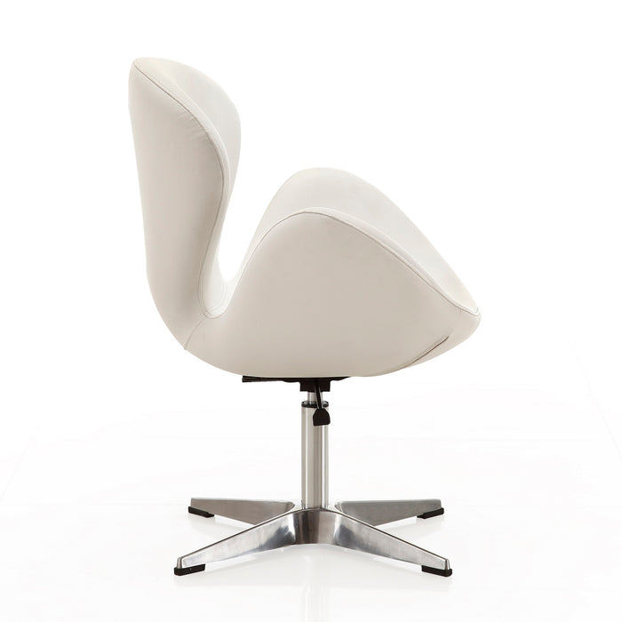 Chaise pivotante réglable Raspberry de Manhattan Comfort en chrome poli et en similicuir - blanche