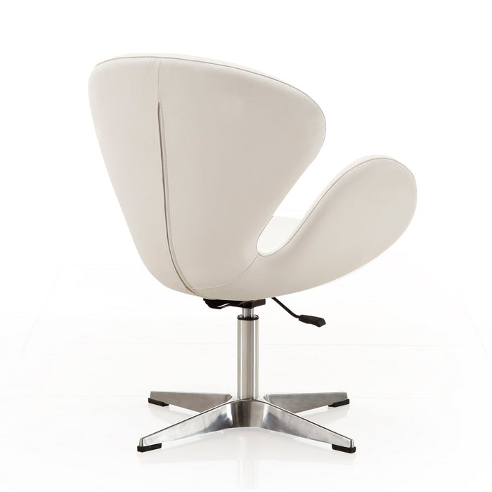 Chaise pivotante réglable Raspberry de Manhattan Comfort en chrome poli et en similicuir - blanche