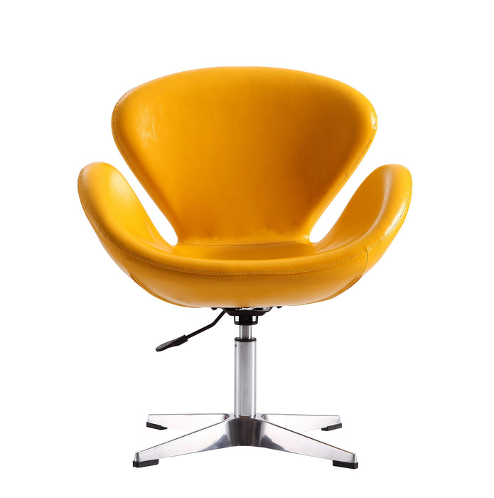 Chaise d’appoint pivotante réglable Raspberry de Manhattan Comfort en chrome poli et en similicuir - jaune