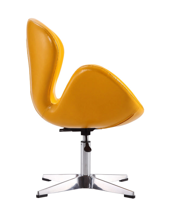 Chaise d’appoint pivotante réglable Raspberry de Manhattan Comfort en chrome poli et en similicuir - jaune