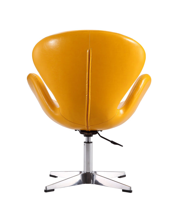 Chaise d’appoint pivotante réglable Raspberry de Manhattan Comfort en chrome poli et en similicuir - jaune