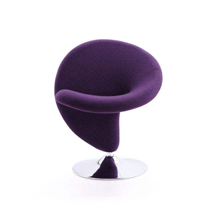 Fauteuil d’appoint pivotant Curl de Manhattan Comfort en chrome poli et en mélange de laine - violet