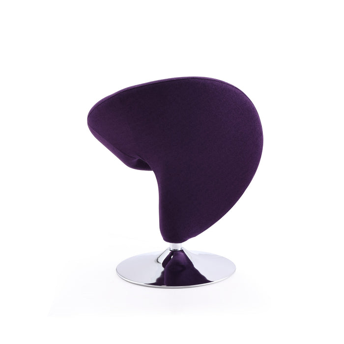 Fauteuil d’appoint pivotant Curl de Manhattan Comfort en chrome poli et en mélange de laine - violet