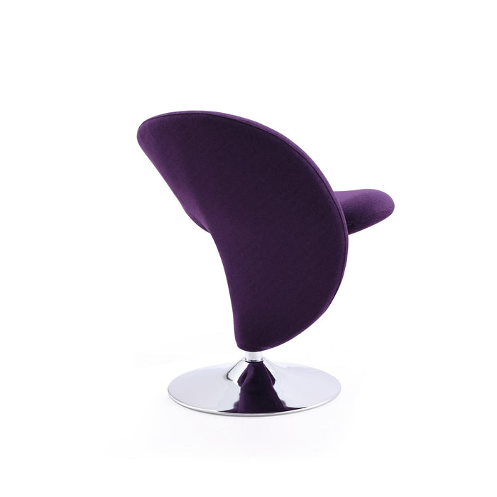 Fauteuil d’appoint pivotant Curl de Manhattan Comfort en chrome poli et en mélange de laine - violet
