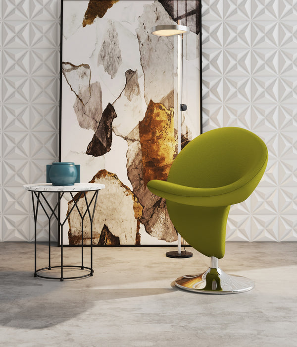 Fauteuil d’appoint pivotant Curl de Manhattan Comfort en chrome poli et en mélange de laine - vert