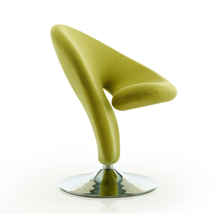 Fauteuil d’appoint pivotant Curl de Manhattan Comfort en chrome poli et en mélange de laine - vert