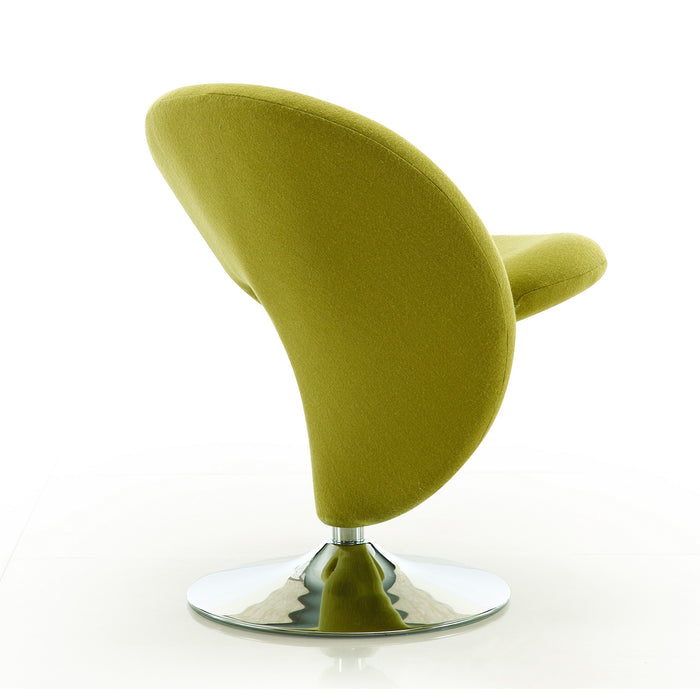 Fauteuil d’appoint pivotant Curl de Manhattan Comfort en chrome poli et en mélange de laine - vert