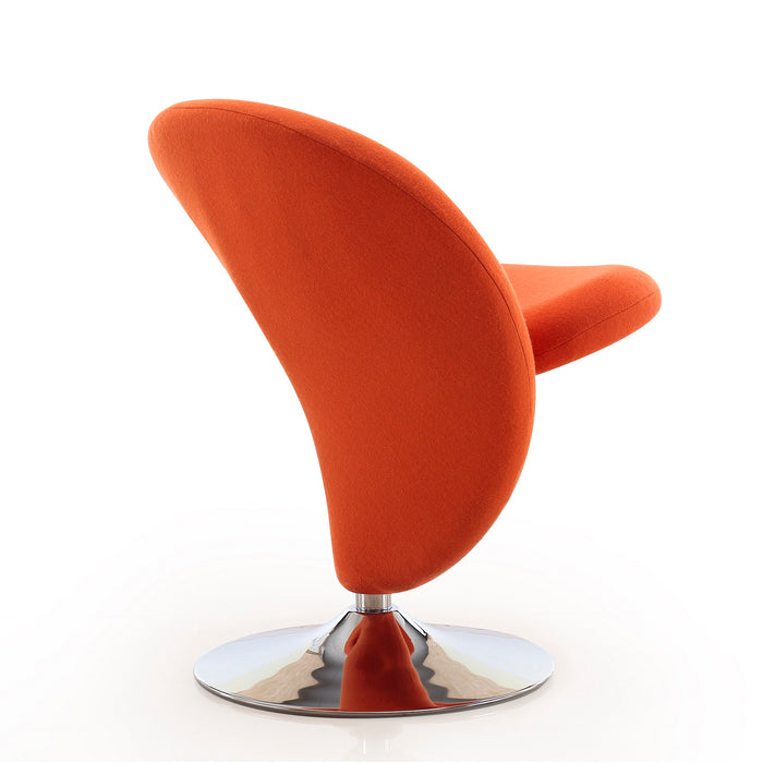 Fauteuil d’appoint pivotant Curl de Manhattan Comfort en chrome poli et en mélange de laine - orange