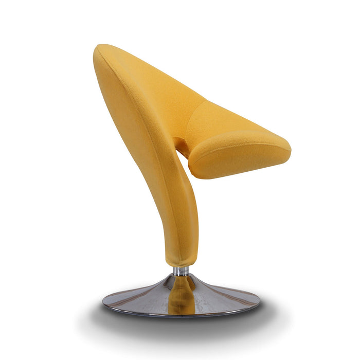 Fauteuil d’appoint pivotant Curl de Manhattan Comfort en chrome poli et en mélange de laine - jaune