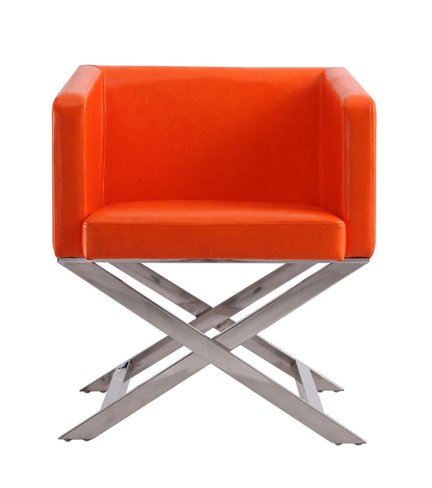 Fauteuil d’appoint de détente Hollywood de Manhattan Comfort en chrome poli et en similicuir - orange