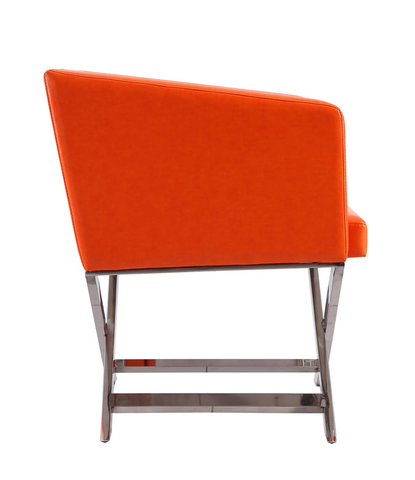 Fauteuil d’appoint de détente Hollywood de Manhattan Comfort en chrome poli et en similicuir - orange