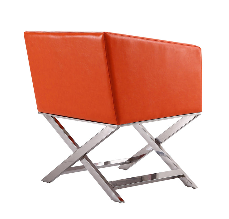 Fauteuil d’appoint de détente Hollywood de Manhattan Comfort en chrome poli et en similicuir - orange