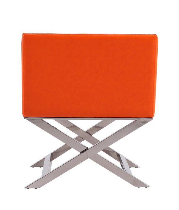 Fauteuil d’appoint de détente Hollywood de Manhattan Comfort en chrome poli et en similicuir - orange