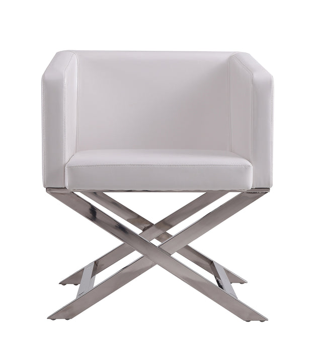 Fauteuil d’appoint de détente Hollywood de Manhattan Comfort en chrome poli et en similicuir - blanc