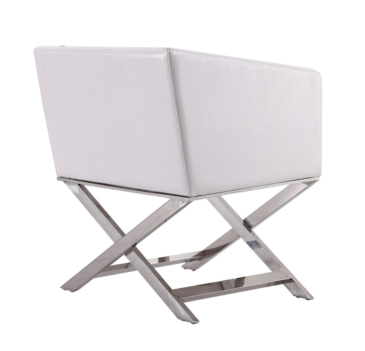 Fauteuil d’appoint de détente Hollywood de Manhattan Comfort en chrome poli et en similicuir - blanc