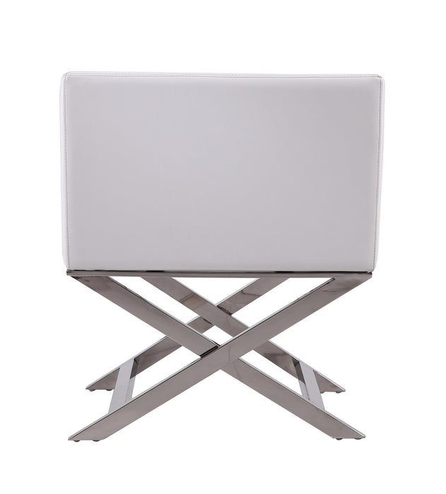 Fauteuil d’appoint de détente Hollywood de Manhattan Comfort en chrome poli et en similicuir - blanc