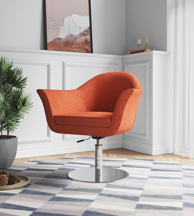 Chaise d’appoint réglable pivotante Voyager de Manhattan Comfort en métal brossé et en tissu - orange