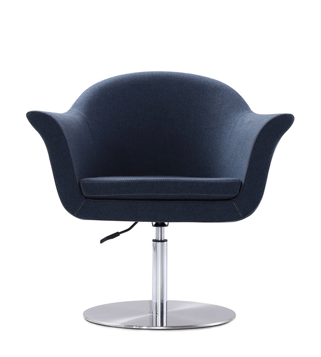 Chaise d’appoint réglable pivotante Voyager de Manhattan Comfort en métal brossé et en tissu - bleu fumé