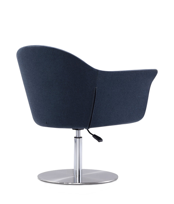 Chaise d’appoint réglable pivotante Voyager de Manhattan Comfort en métal brossé et en tissu - bleu fumé