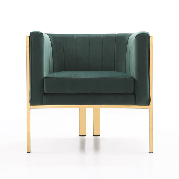 Fauteuil d’appoint Paramount de Manhattan Comfort en laiton poli et en velours - vert forêt