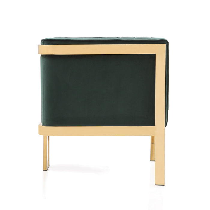 Fauteuil d’appoint Paramount de Manhattan Comfort en laiton poli et en velours - vert forêt