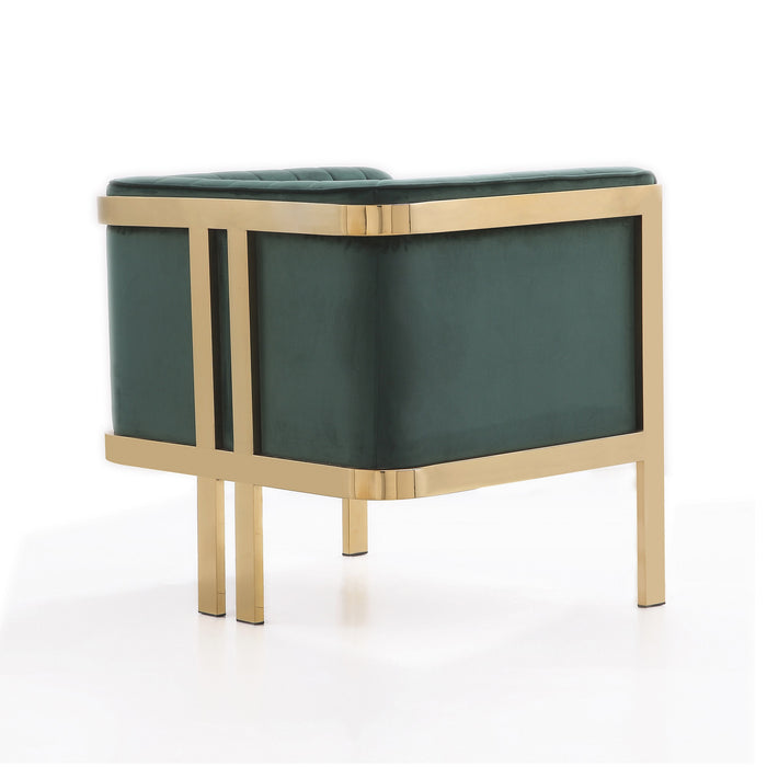 Fauteuil d’appoint Paramount de Manhattan Comfort en laiton poli et en velours - vert forêt